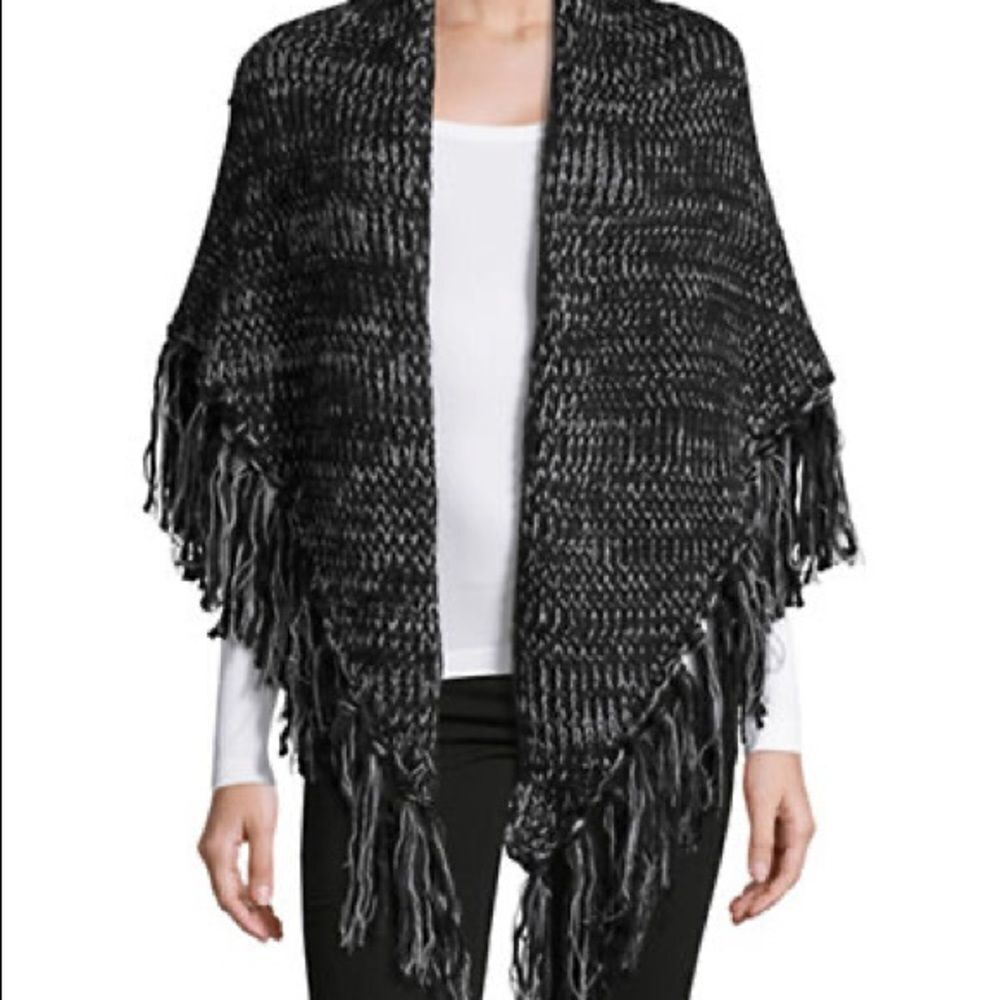 Michael Michael Kors Tweed Triangle Capelet-black-one Size